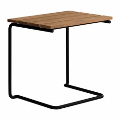 A3 bord/fotpall Teak-svart stålstativ