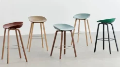 About a Stool 32 Low barstol lackerat ekstativ 2.0 Melange cream-rostfritt stålstöd