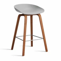 About a Stool 32 Low barstol valnötsstativ 2.0 Concrete grey-rostfritt stålstöd