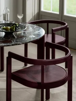 After matbord Ø120 cm Polerad marmor-burgundy