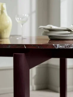 After matbord Ø120 cm Polerad marmor-burgundy