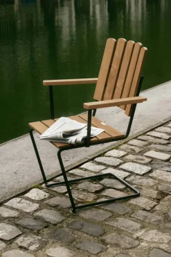 A2 fåtölj Obehandlad teak-svart