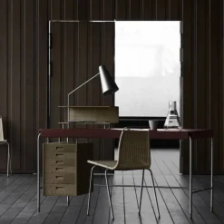 AJ52 Society Table skrivbord Lackad valnöt inkl. belysning 160 cm