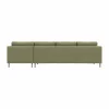 Alex 3-sits soffa chaise lounge höger Tyg Hiro Lightgreen-aluminiumben