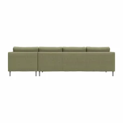 Alex 3-sits soffa chaise lounge höger Tyg Hiro Lightgreen-aluminiumben