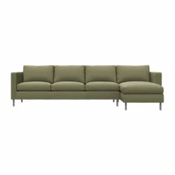 Alex 3-sits soffa chaise lounge höger Tyg Hiro Lightgreen-aluminiumben