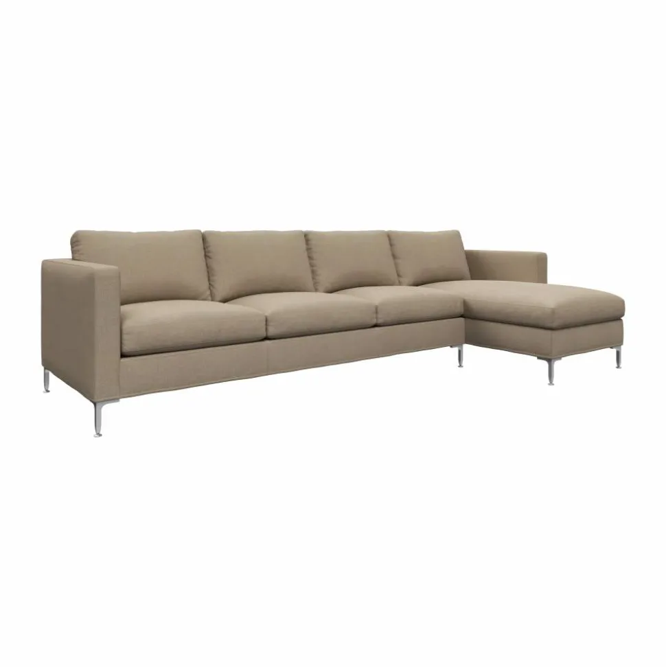 Alex soffa 3-sits med divan noah 08 dark beige-aluminiumben