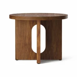 Androgyne sidobord Ø50 cm valnötsbas Valnöt-bordsskiva