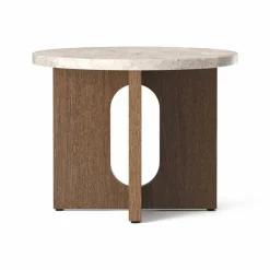 Androgyne sidobord Ø50 cm mörkbetsad ek Kunis Breccia-bordsskiva