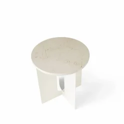 Androgyne sidobord marble ivory ø42 cm ivory stålstativ