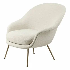 Bat Lounge Chair low back conic base Dora boucle 0001-antique brass