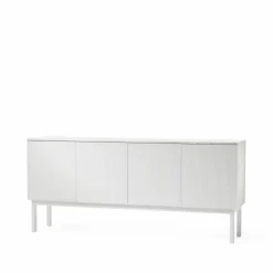 Beam sideboard vit lack vitt stativ toppskiva i carrara marmor