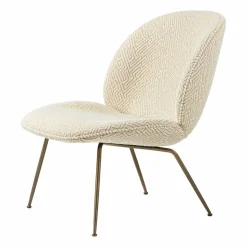 Beetle lounge chair fully upholstered conic base Dora boucle 0002-antique brass