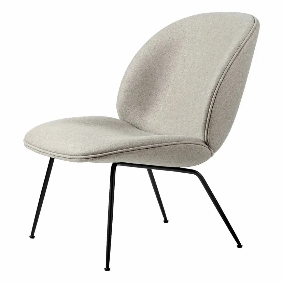 Beetle lounge chair fully upholstered conic base Plain 0025-black