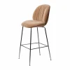 Beetle Soft barstol 75 cm framsidesklädd Belsuede Dedar 132-lackerad valnöt-svart krom