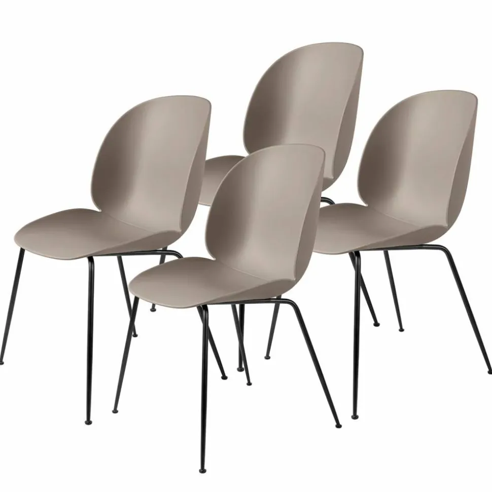 Beetle stol svarta ben 4-pack New Beige