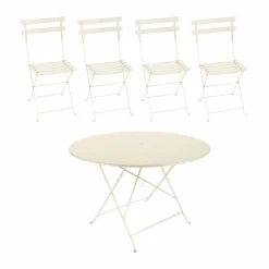 Bistro bord Ø117 cm + 4 stolar Latte beige