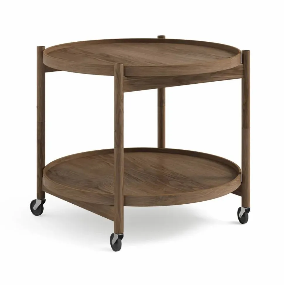 Bølling Tray Table model 60 rullbord ek rökt rökoljad ekstativ