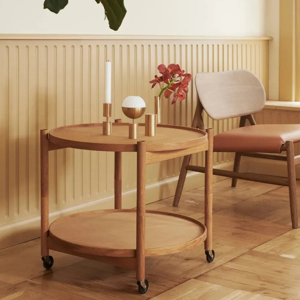 Bølling Tray Table model 60 rullbord base oljat ekstativ