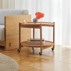 Bølling Tray Table model 60 rullbord stone obehandlat ekstativ