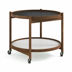 Bølling Tray Table model 60 rullbord base oljat valnötsstativ