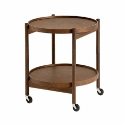Bølling Tray Table model 50 rullbord ek rökt rökt oljat ekstativ