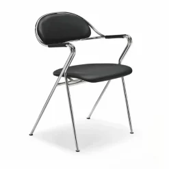 BM65 karmstol Läder elmosoft svart-krom