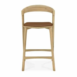 Bok barstol Lackerad ek-läder Cognac 65 cm