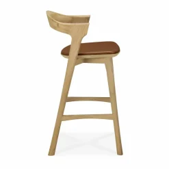 Bok barstol Lackerad ek-läder Cognac 65 cm
