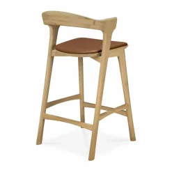 Bok barstol Lackerad ek-läder Cognac 65 cm