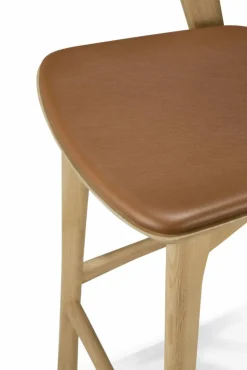 Bok barstol Lackerad ek-läder Cognac 65 cm