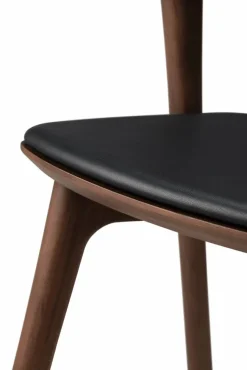 Bok matstol Brown teak-svart läder