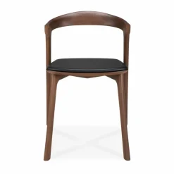 Bok matstol Brown teak-svart läder