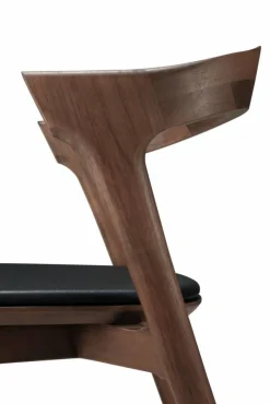 Bok matstol Brown teak-svart läder