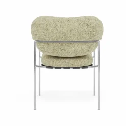 Bollo stol Sheepskin Mohaw-polished stainless steel