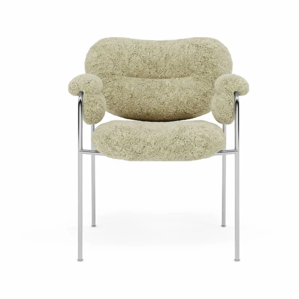 Bollo stol Sheepskin Mohaw-polished stainless steel