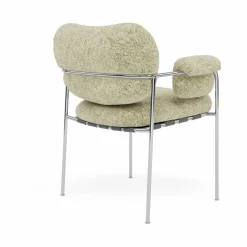 Bollo stol Sheepskin Mohaw-polished stainless steel