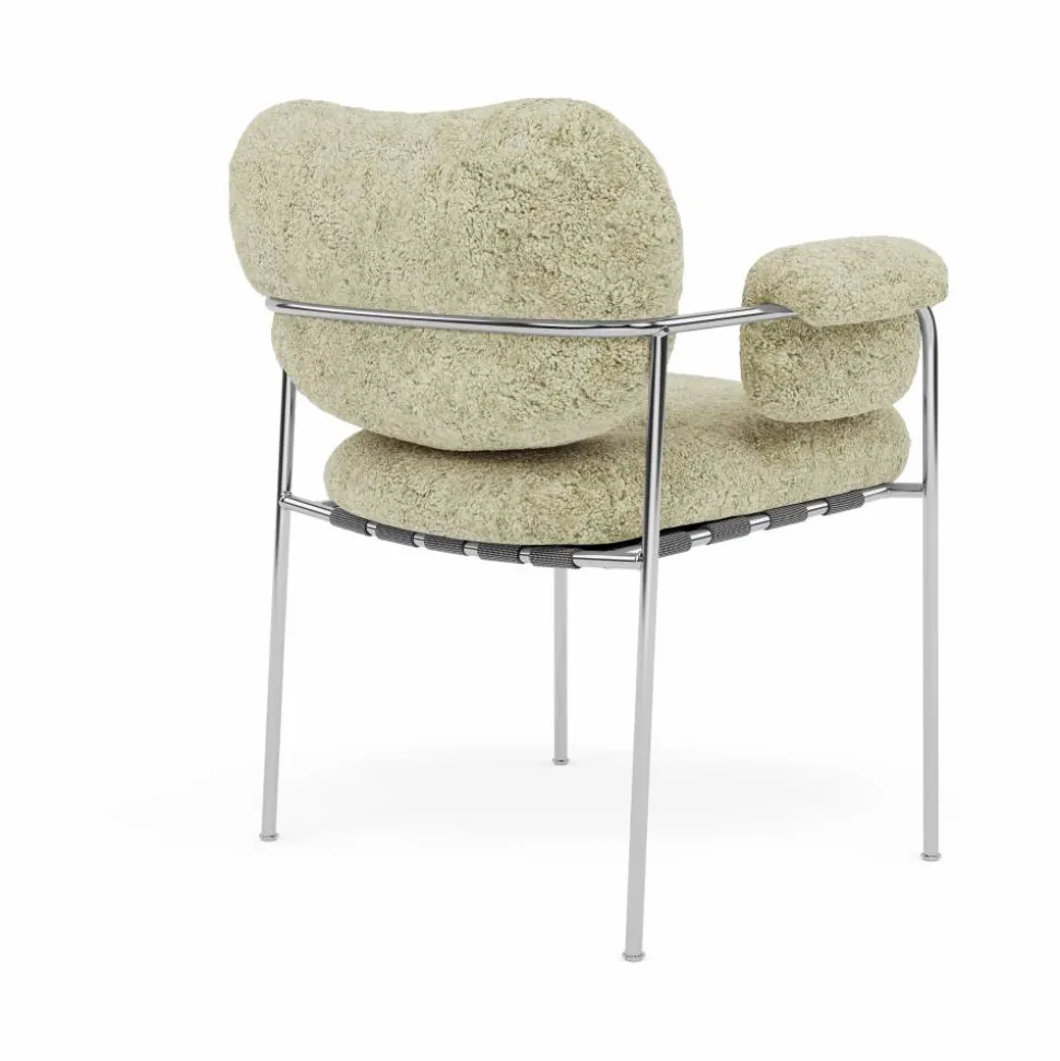 Bollo stol Sheepskin Mohaw-polished stainless steel