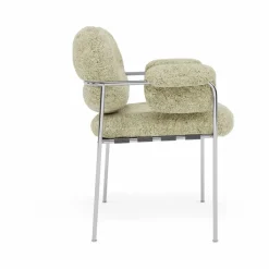 Bollo stol Sheepskin Mohaw-polished stainless steel