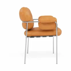 Bollo stol Vintage Cognac-polished stainless steel