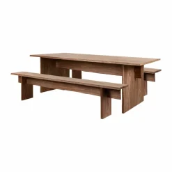 Bookmatch matbord med bänkar 220 cm Valnöt