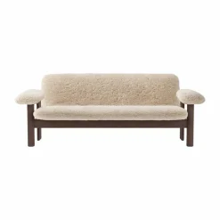 Brasilia soffa 2-sits Dark oak-Nature sheepskin curly