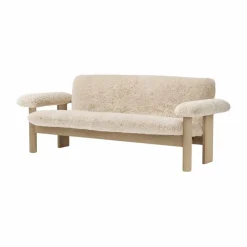Brasilia soffa 2-sits Natural oak-Nature sheepskin curly