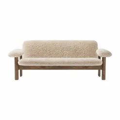 Brasilia soffa 2-sits Walnut-Nature sheepskin curly