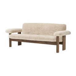 Brasilia soffa 2-sits Walnut-Nature sheepskin curly