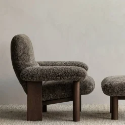 Brasilia fotpall tyg bouclé 02 beige ekstativ