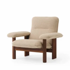 Brasilia fåtölj Walnut-Bouclé 02 beige