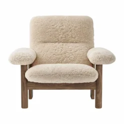 Brasilia fåtölj Walnut-Nature sheepskin curly