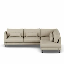Bredhult soffa Bern Beige 0341-svart stål 3-sits A1