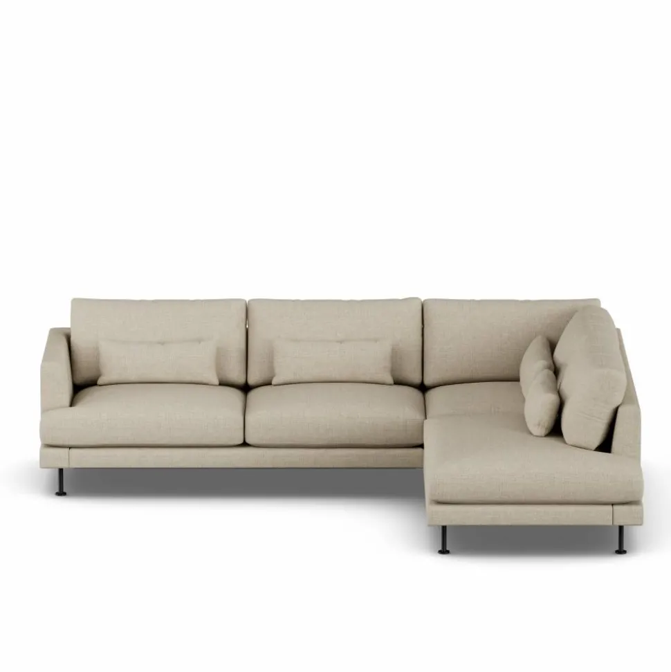 Bredhult soffa Bern Beige 0341-svart stål 3-sits A1